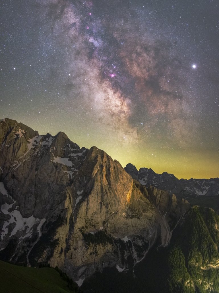 Milchstraße In Den Dolomiten Nacht Lichter